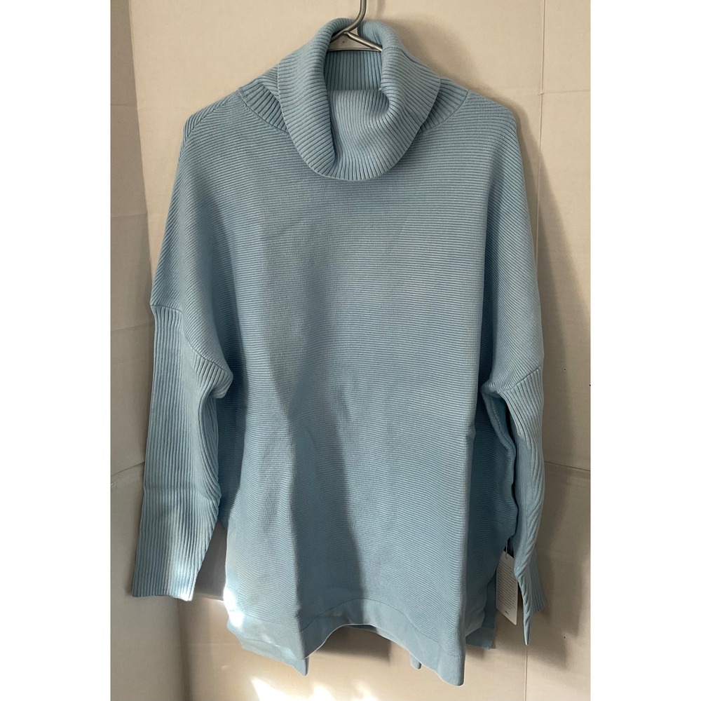 LILLUSORY Light Blue Ribbed Turtleneck Oversized Sweater Size L